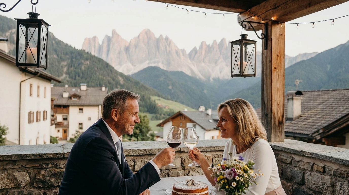 Romantisches Dinner zu zweit mit Foto-Magnet auf dem Kühlschrank
