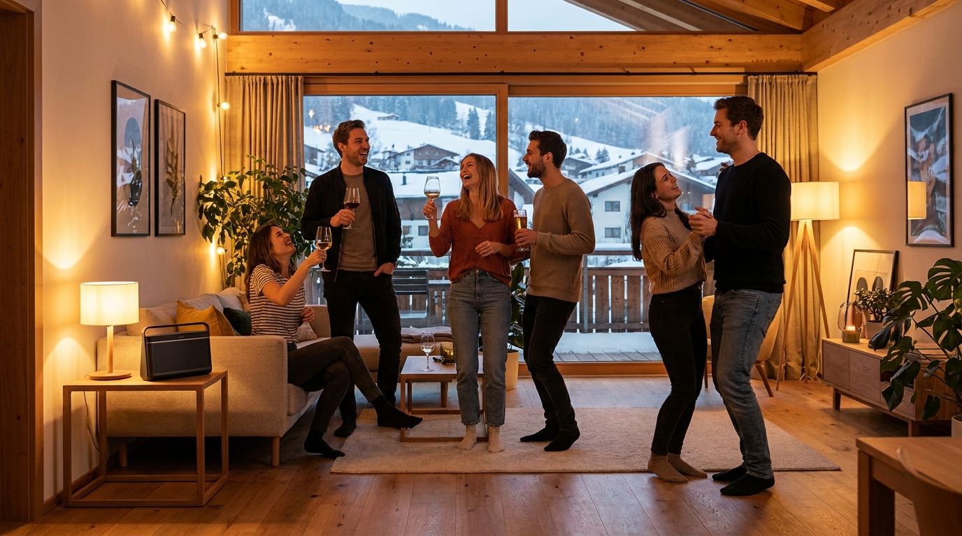Freunde feiern gemeinsam mit Musik
