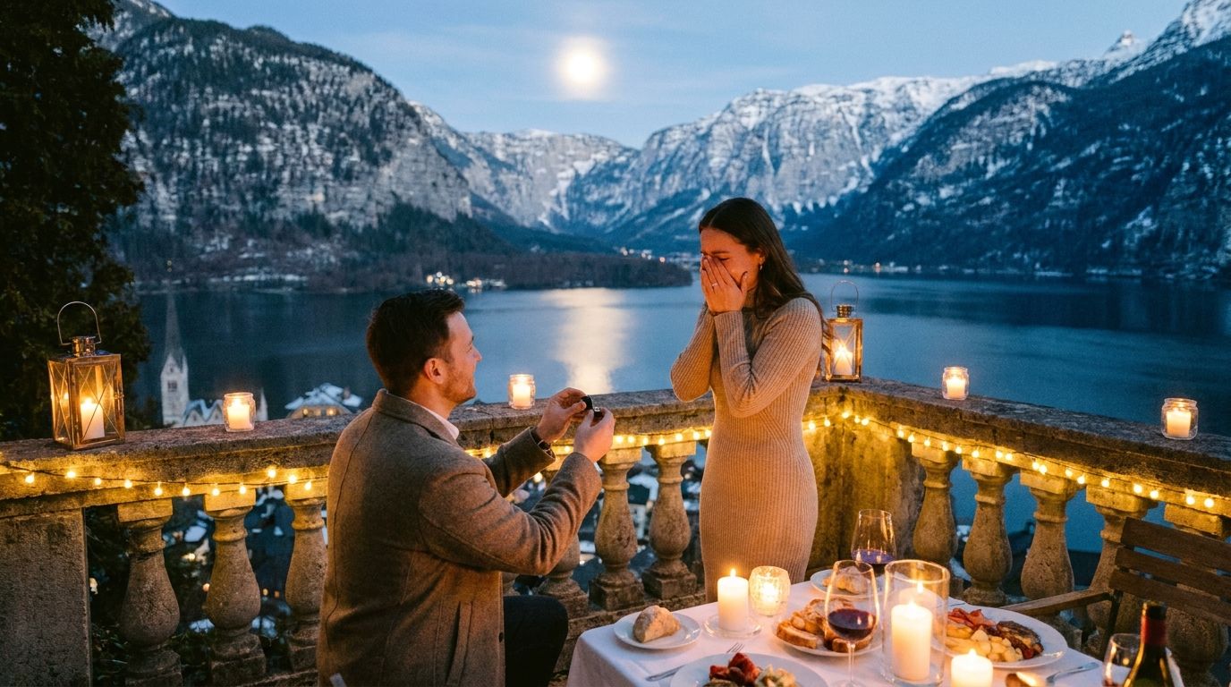Candle-Light-Dinner mit Lautsprecher und Ring